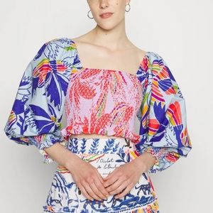 NWT FARM RIO Mixed Color Birds Crop Top